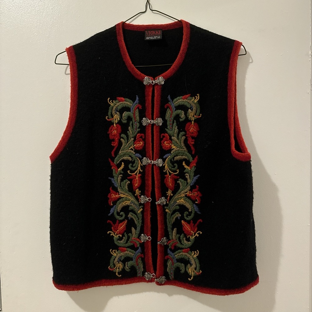Vrikke Red and Black Wool Vest